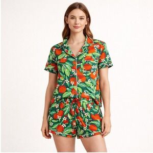 Printfresh Womens Organic Cotton Pajama Set Size Small Orange Grove